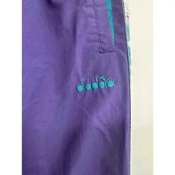 Diadora MVB Men's Track Pant Purple Retro‎ Mesh Lined Ankle Zip Pull On Size M - Picture 4 of 7